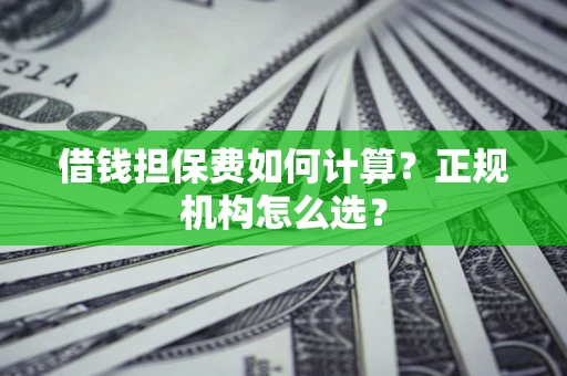 武汉借钱担保费如何计算？正规机构怎么选？